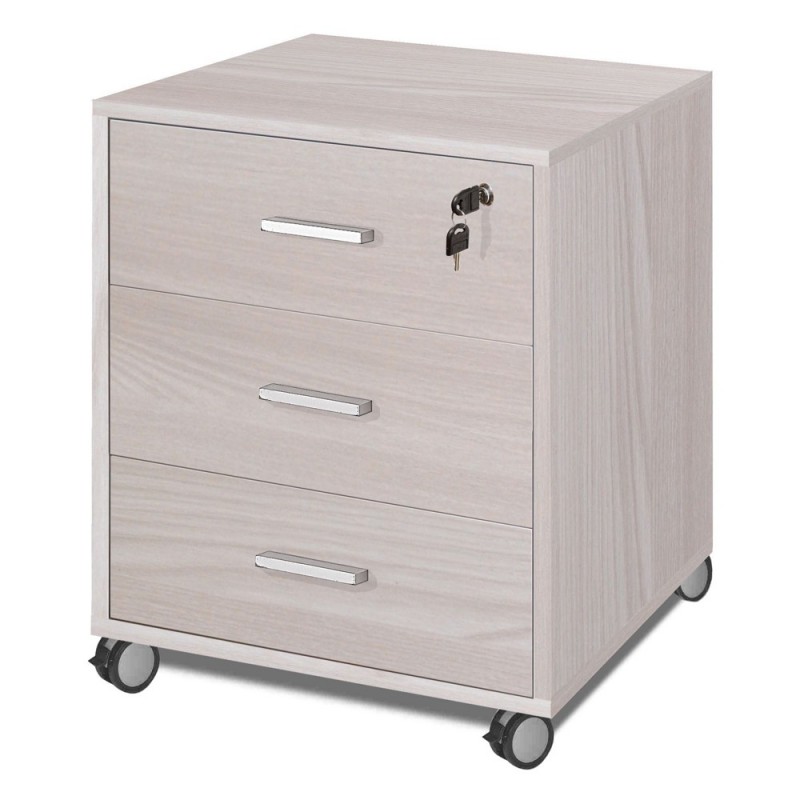 Cassettiera per ufficio con tre cassetti e ruote Olmo 50x41x h70 cm