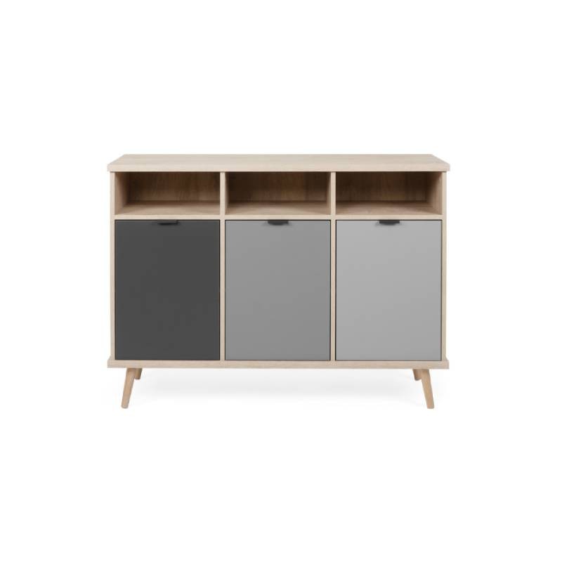 Credenza Tre Vani Sonoma Grigio Piedini Rialzati 120x40x88 cm
