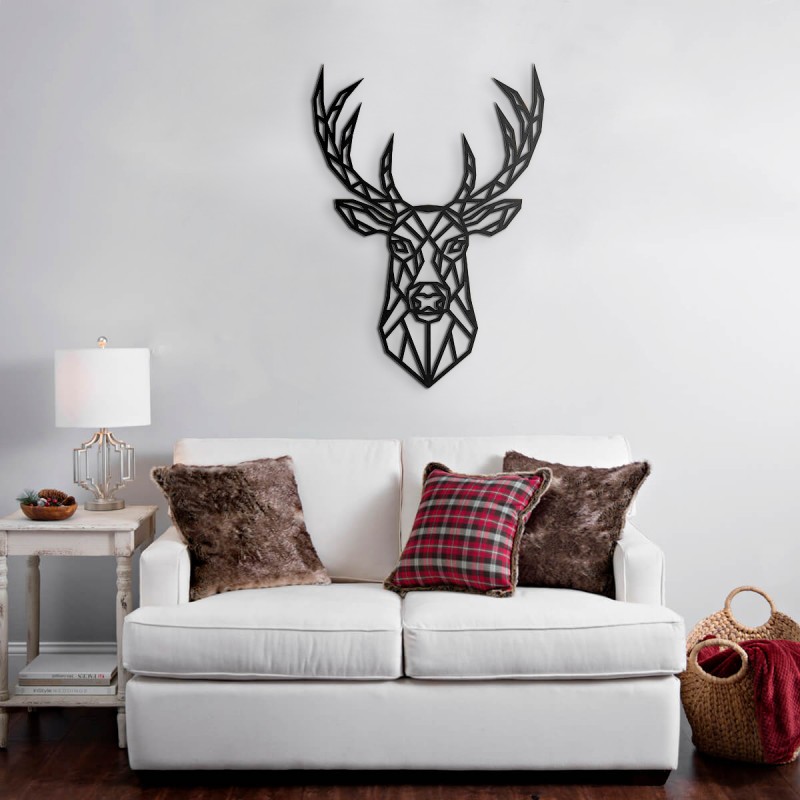 Decorazione murale cervo nero 62x87 cm