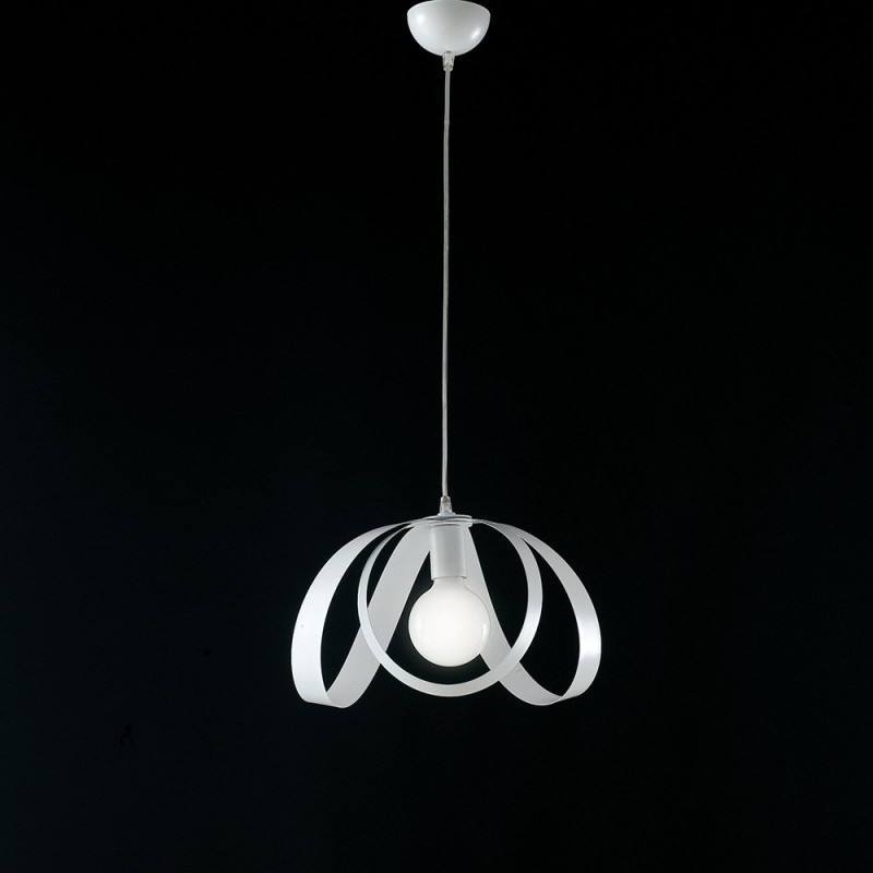 Lampadario sospensione ferro Bianco una luce 32x h24 cm