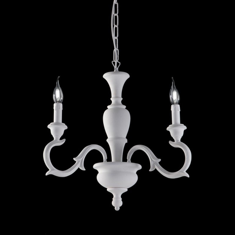 Lampadario in legno bianco shabby tre luci 43x h50 cm