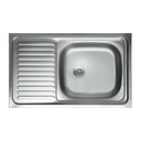 Lavello Cucina Vasca con Gocciolatoio Sx in Acciaio da Appoggio 50x80 cm