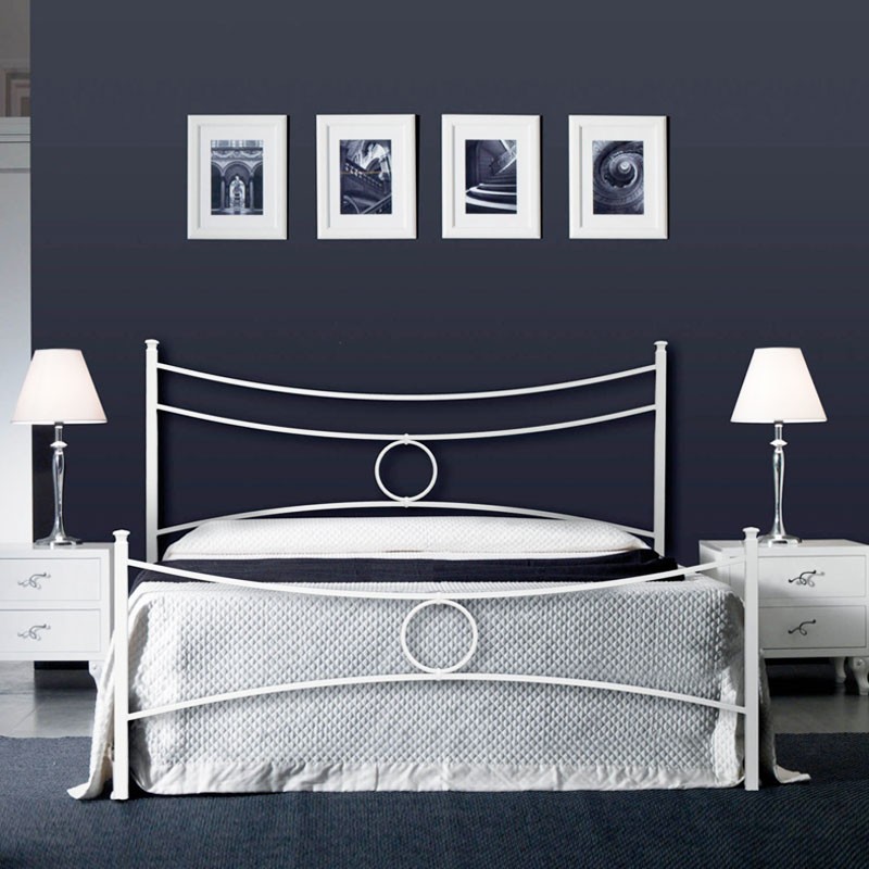 Letto in ferro matrimoniale Bianco CONCA 166x208x h117 cm