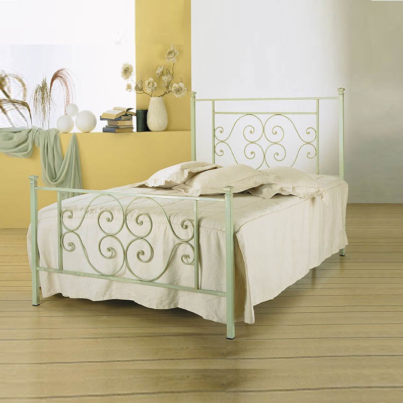 Letto in ferro una piazza e mezzo con pediera Firenze verde - Dimensioni: 126x208x117 cm