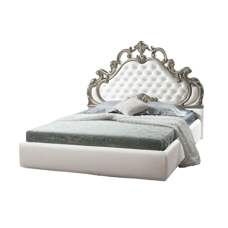 Letto Matrimoniale Barocco Bianco Contenitore Aleksandra - Dimensioni: 180 x 212 x 154 cm
