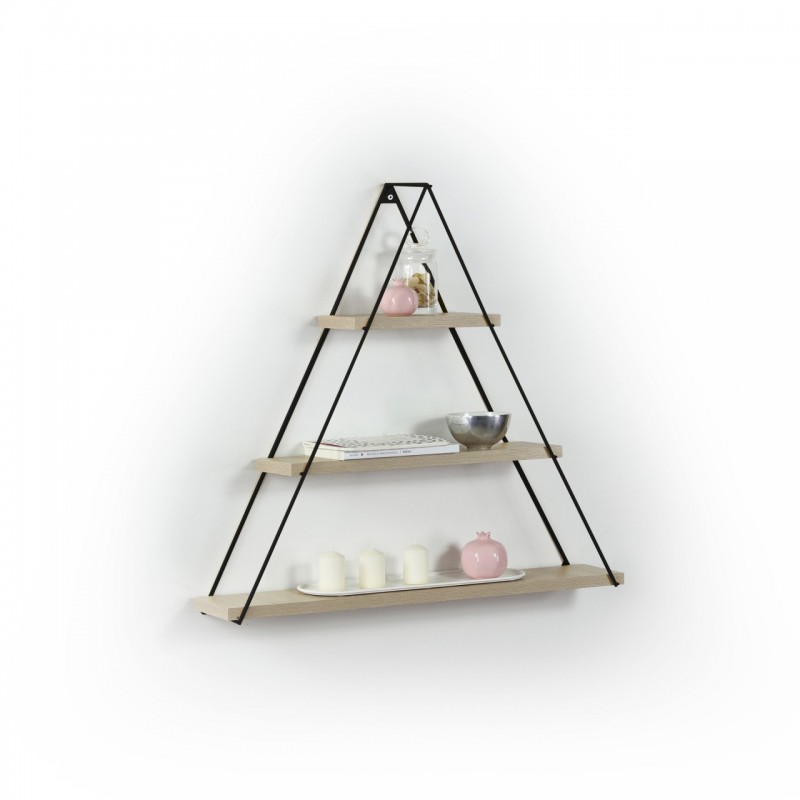 Libreria a forma di piramide in rovere nero 74 x 13 x 61 cm