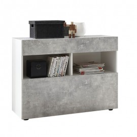 Mobile madia con 1 cassetti e 1 ribalta bianco/cemento 111x42xh 82 cm