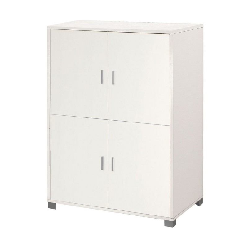 Mobiletto con 4 ante e ripiani per ufficio Bianco Venato 107x41x162 cm