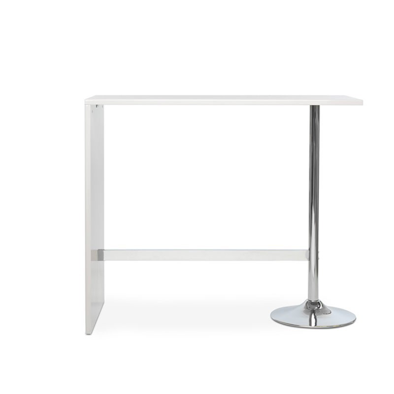 Tavolo penisola rettangolare bianco lucido con gamba cromata 120x60xh.105 cm