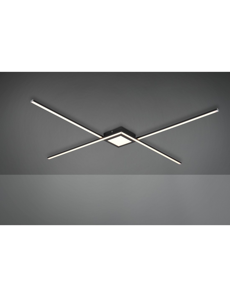 Plafoniera Antracite con Bacchette a Forma di X e LED
