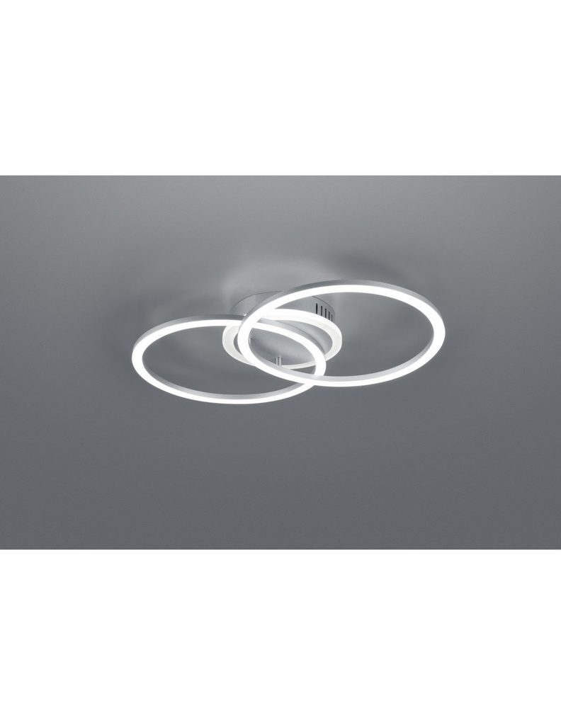 Plafoniera Doppio Cerchio Alluminio Led 25w Dimmerabile L50 cm