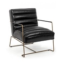 Poltrona in acciaio verniciato e similpelle nero 62,5x74x80-45-56h cm