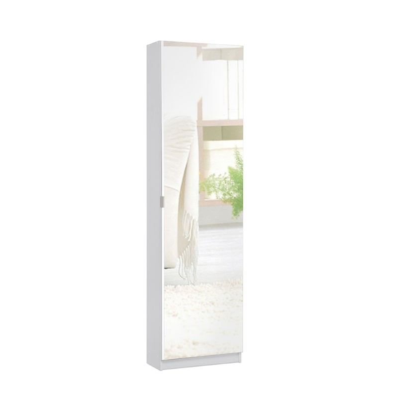 Scarpiera a specchio bianca 51x22xh.181 cm