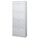 Scarpiera con 4 ante e cassetto superiore, Bianco Cenere, 63x29x164 cm