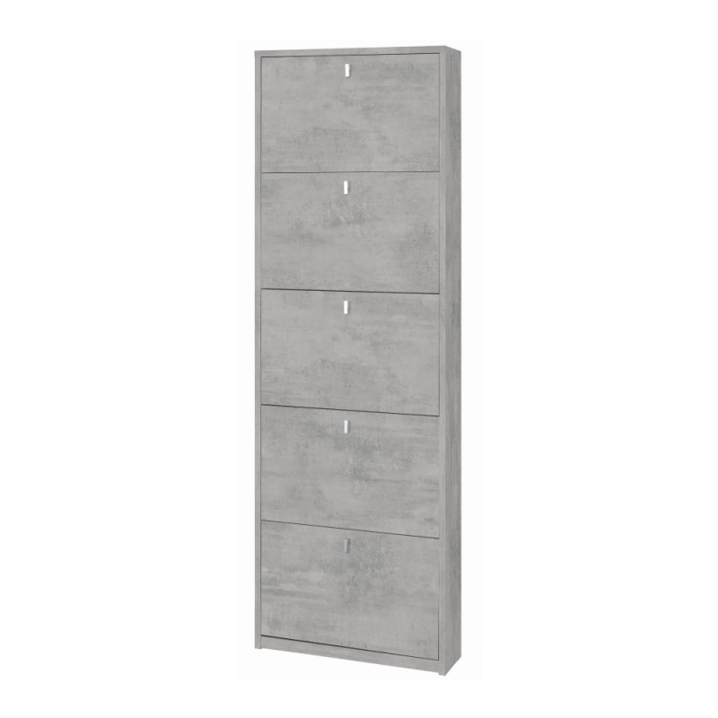 Scarpiera Slim Cinque Ante Beton Cemento 63x18x190 cm
