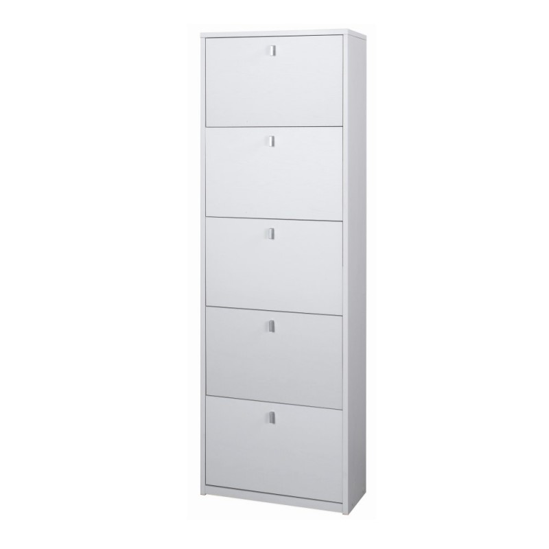 Scarpiera slim salvaspazio con cinque ante Bianco Cenere 63x29x h190 cm