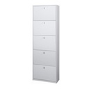 Scarpiera slim salvaspazio con cinque ante Bianco Cenere 63x29x h190 cm