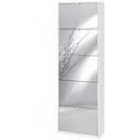 Scarpiera slim salvaspazio con cinque ante a specchio Bianco Ossido 63x29x h190 cm