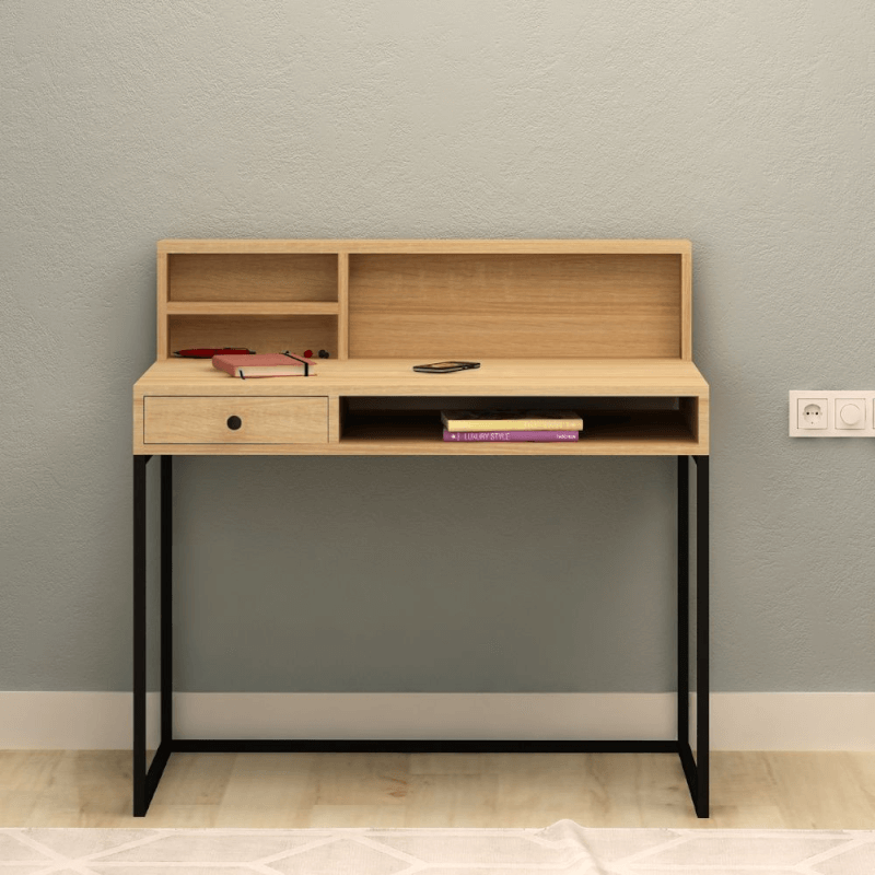 Scrivania in rovere nero con cassetto Nasus - L 100 x P 60 x H 97 cm