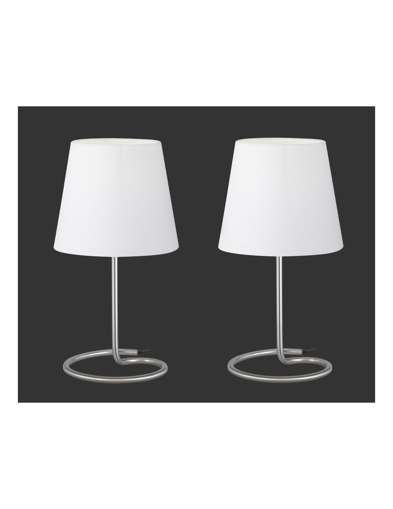 Set Due Lumetti Moderni Nichel Paralume Bianco