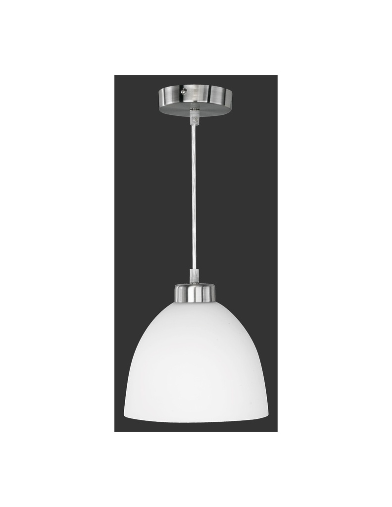 Sospensione Moderna in Nichel con Vetro Bianco Ø20 cm