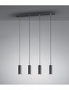 Lampada a Sospensione 4 Luci Cilindri Marley Nero