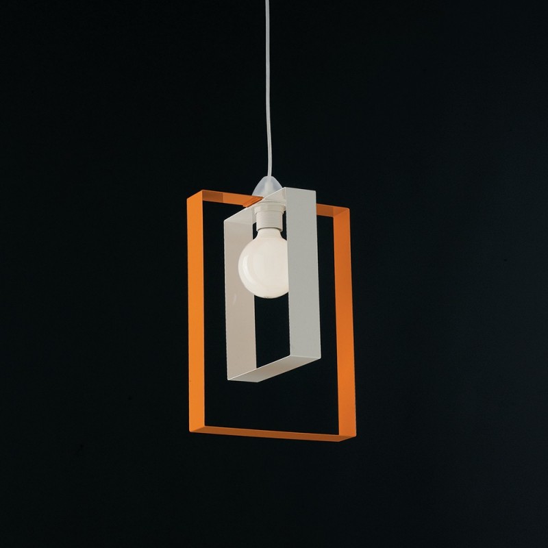 Lampadario sospensione moderno in ferro bianco arancio 25xh.40 cm