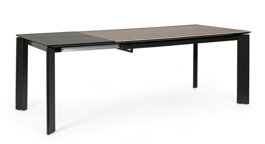 Tavolo allungabile grigio nero Briva - Stile moderno, dimensioni 160/220x90x76 cm