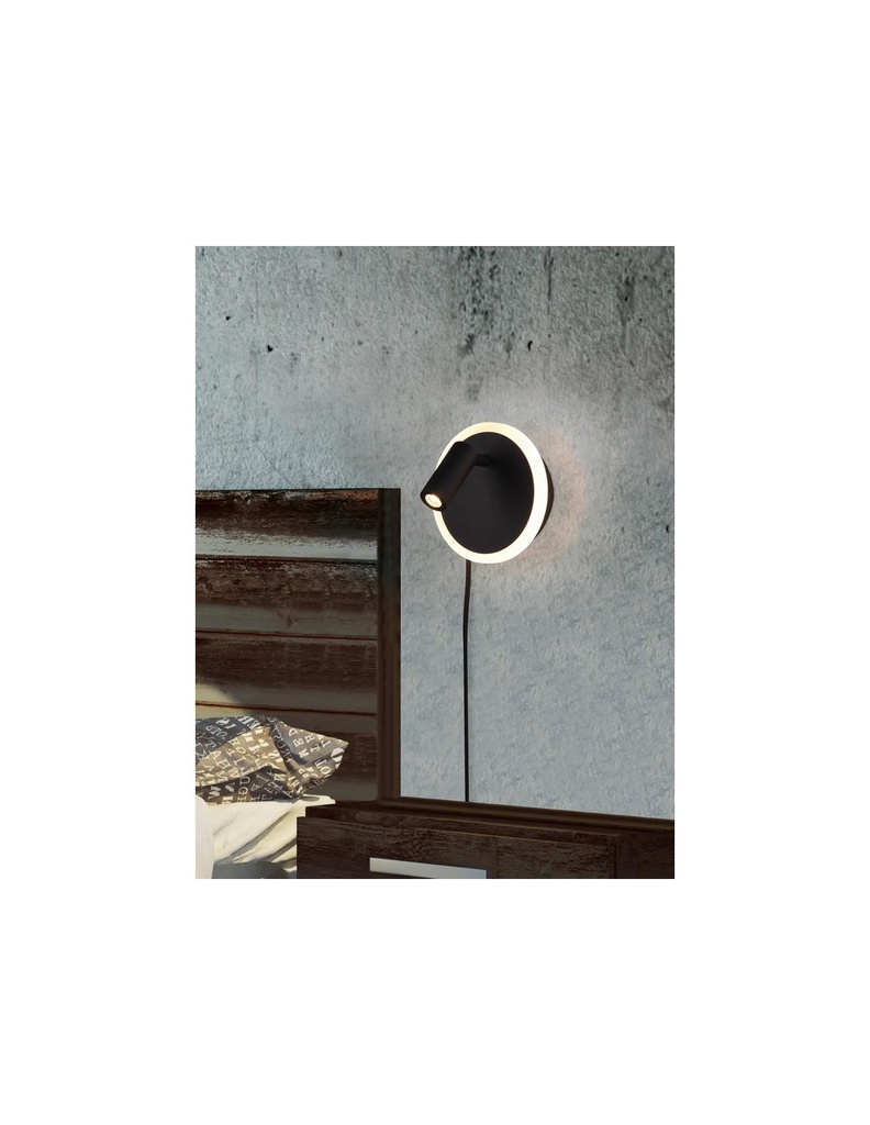 Applique Led Faretto Spot Orientabile Jordan Nero Trio Lighting - Samnite