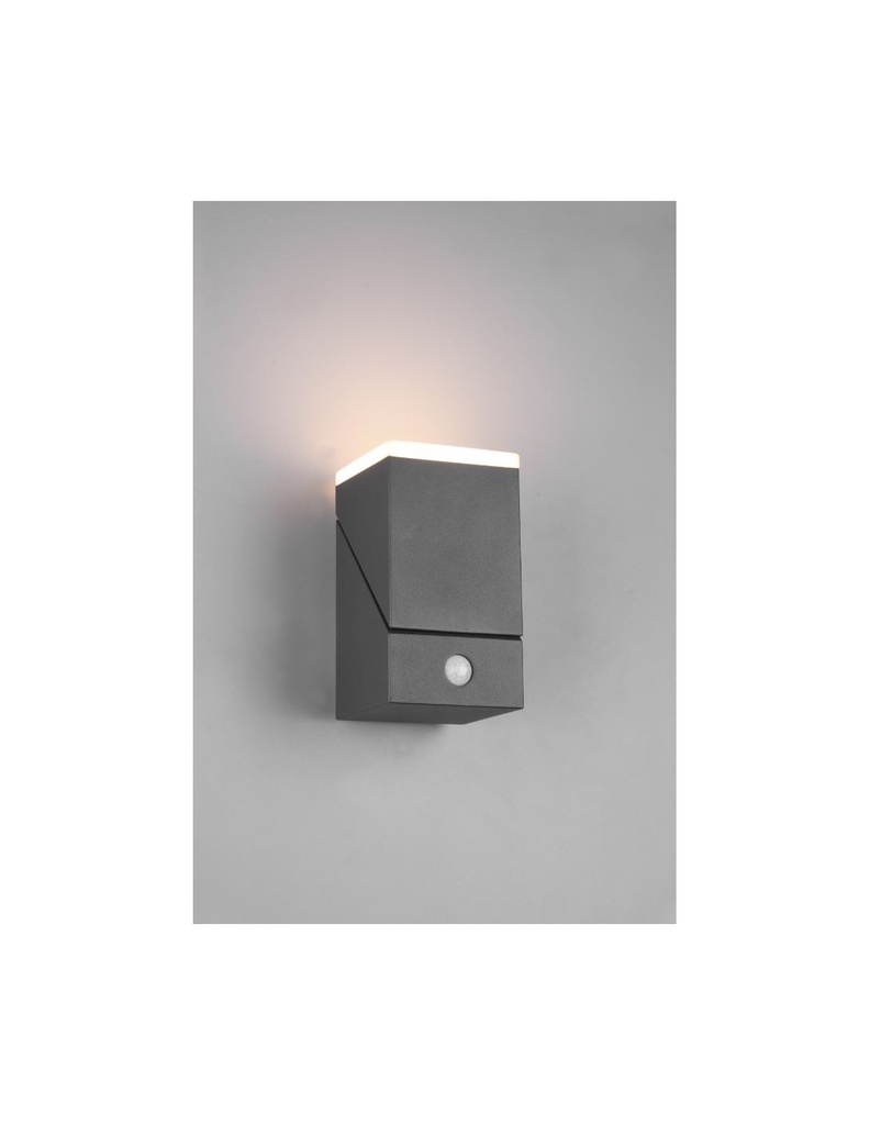 Applique Led Orientabile Avon Alluminio Antracite IP54 Sensore Movimento Trio Lighting - Samnite