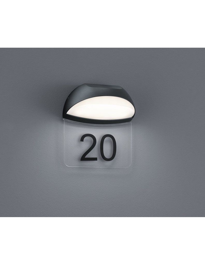 Applique Muga Esterno IP54 Antracite Coppa Numeri Civici Trio Lighting - Samnite