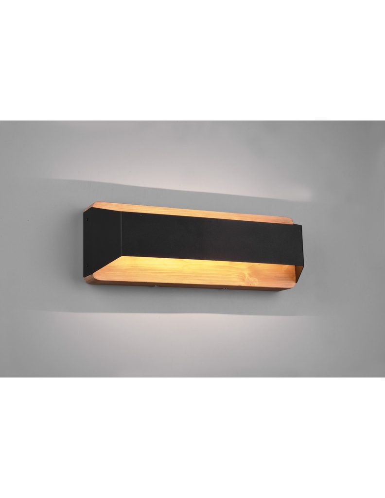Applique Rettangolare Doppia Emissione Led Arino Legno Nero Trio Lighting - Samnite