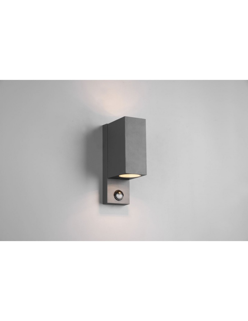 Applique Squadrata Esterno Doppia Emissione Sensore Movimento Roya Antracite IP44 Trio Lighting - Samnite