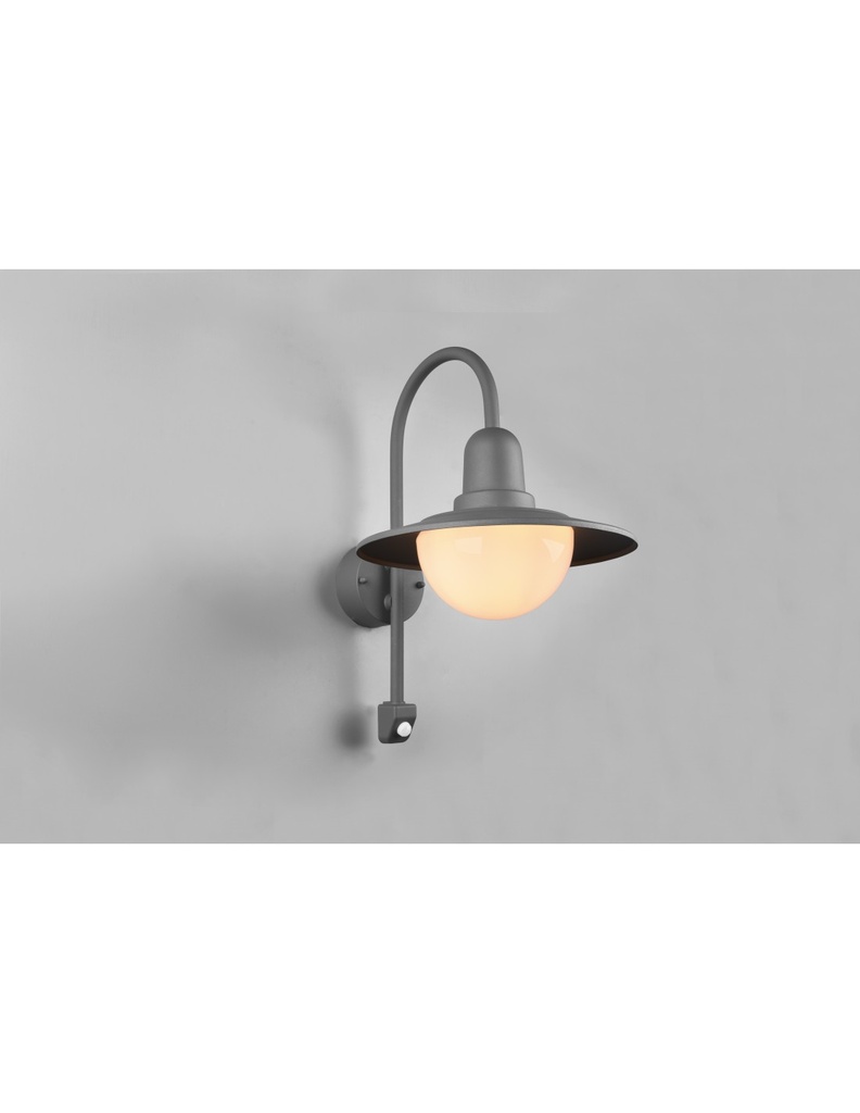 Applique Vintage Braccio Curvo Antracite Con Sensore Movimento IP44 Norman Trio Lighting - Samnite