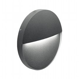 Applique tonda in alluminio pressofuso con diffusore satinato - 6W - 772 lumen - Luce naturale - IP65 grafite - Samnite