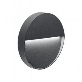 Applique tonda in alluminio pressofuso con diffusore satinato grafite - Samnite