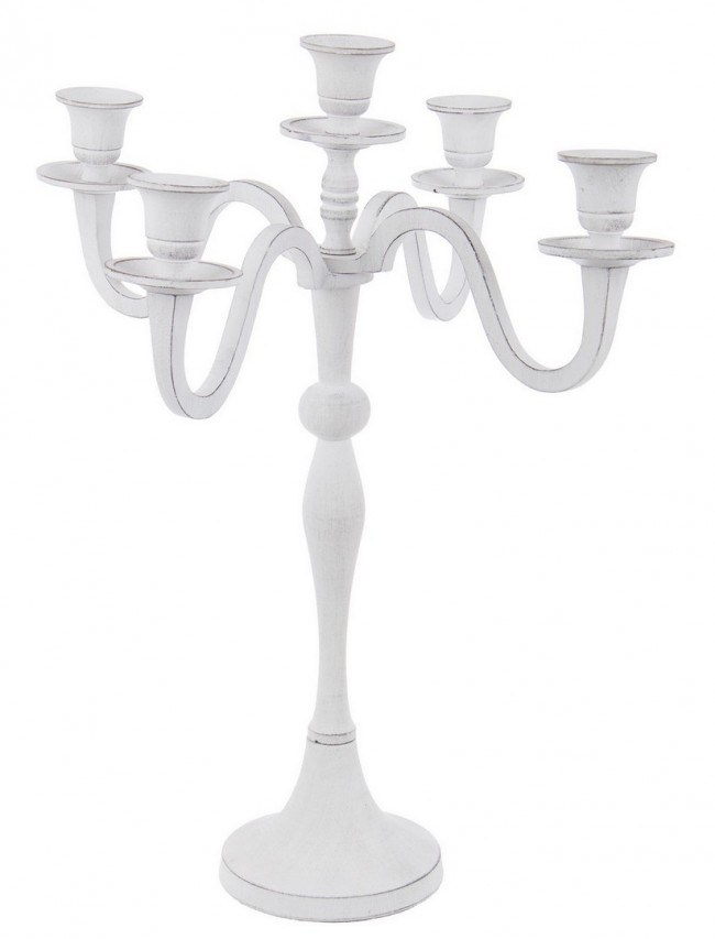 Candelabro Norah 5Fuochi Bianco H43 - Samnite