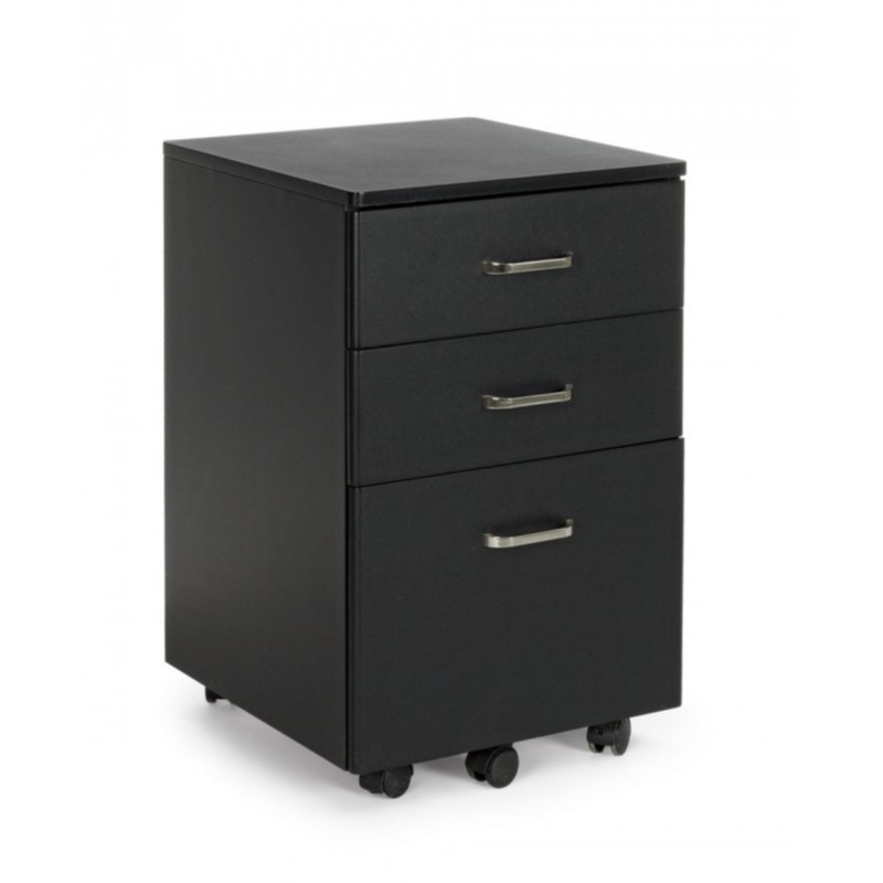 Cassettiera da ufficio in MDF tre cassetti Nero NADIR 40x44x h65 cm - Samnite