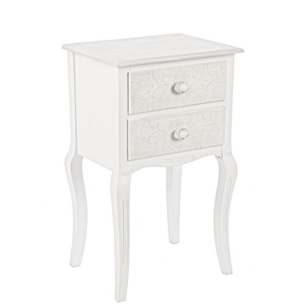 Cassettiera legno bianco 2 cassetti Clorine cm 41 x 33,5 x 68 - Samnite