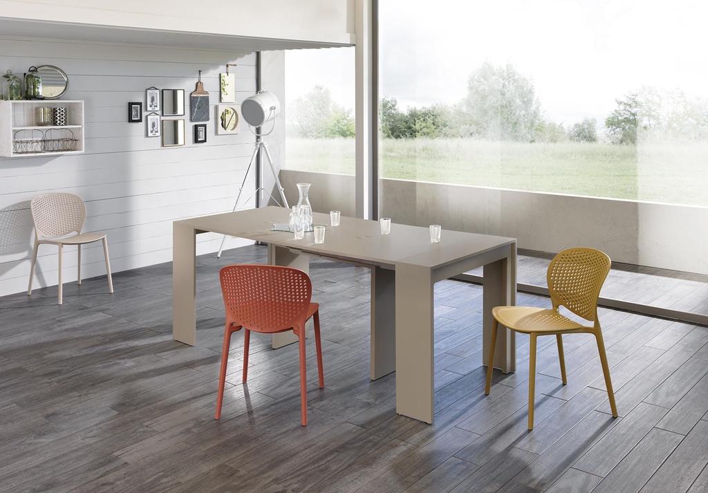Consolle allungabile antigraffio in mdf laccato tortora 90x42,5/302,5x76h cm  - Samnite