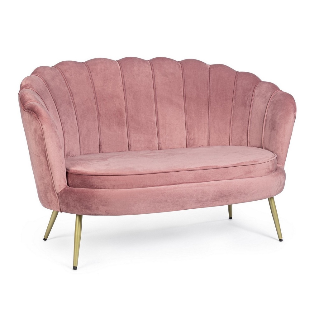 Divano 2 posti effetto velluto rosa Giliola - Samnite