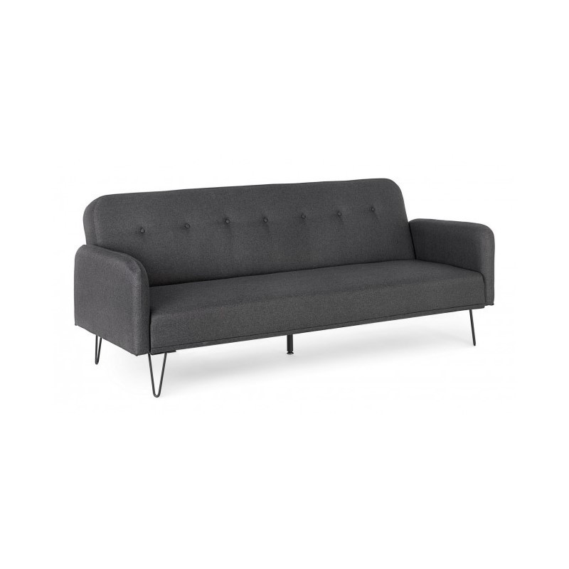 Divano letto tre posti in tessuto Nero BRIDJET 200x82x h81 cm - Samnite
