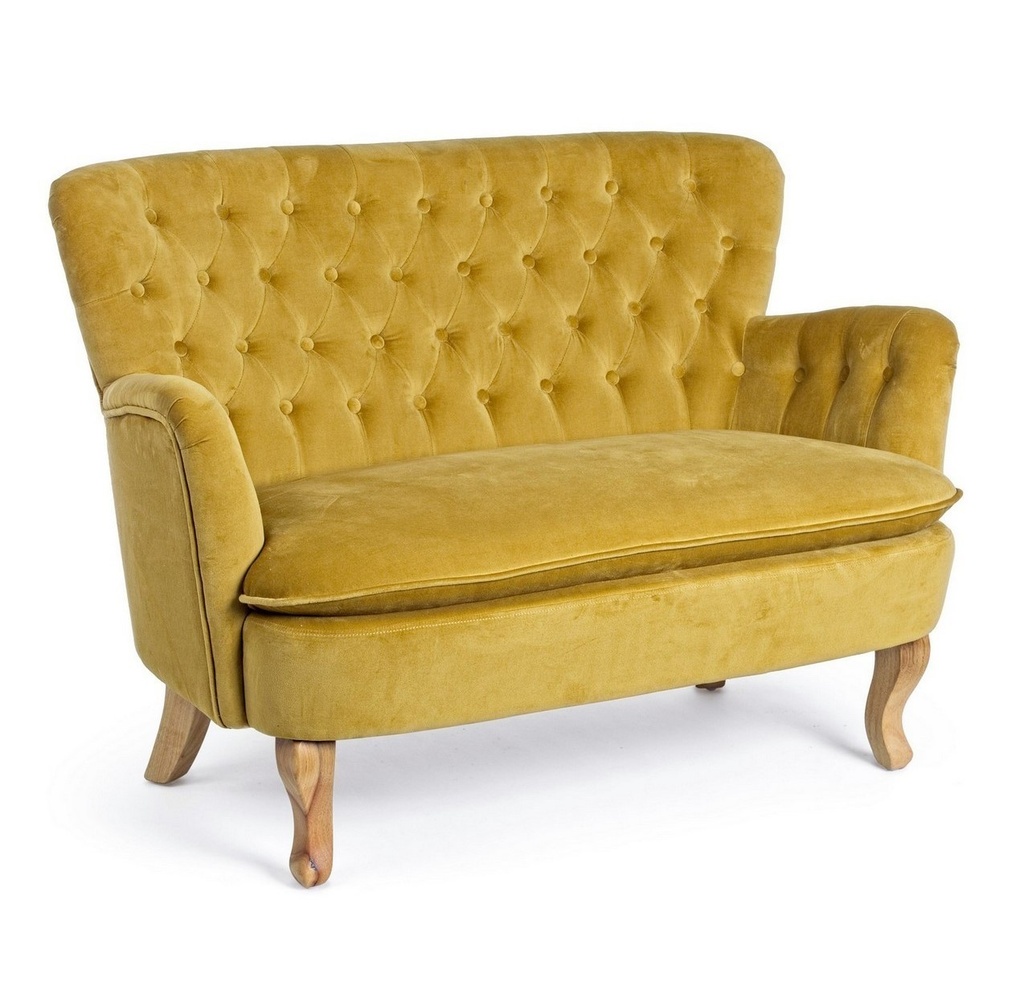 Divano vintage 2 posti Orlins Senape 114x69x79h cm - Samnite