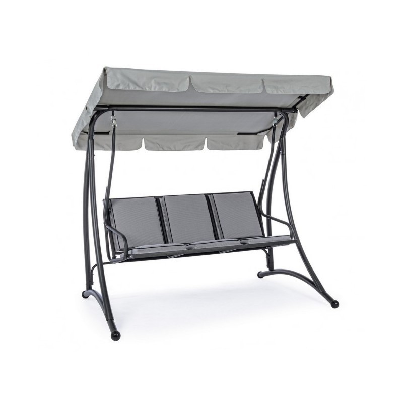 Dondolo in acciaio tre posti Antracite GRELY 190x120x h185 cm - Samnite