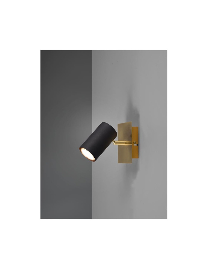 Faretto Marley Base Oro Con Spot Cilindrico Nero Orientabile Trio Lighting - Samnite