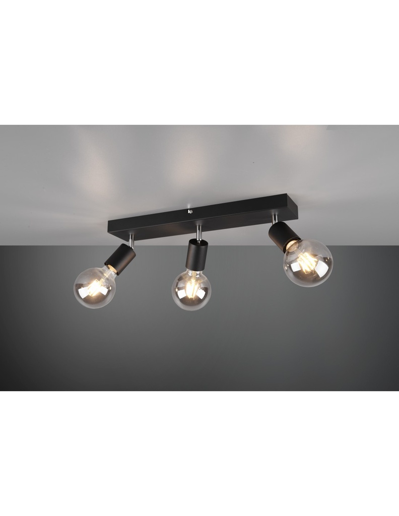 Faretto Spot 3xE27 Vannes Nero L44 cm Trio Lighting - Samnite