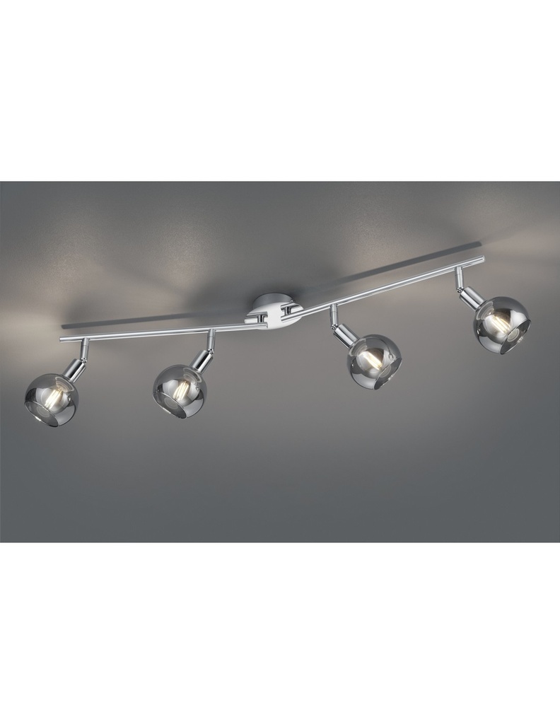 Faretto Spot Da Soffitto Brest Cromo 4 Vetri Fumé Trio Lighting - Samnite