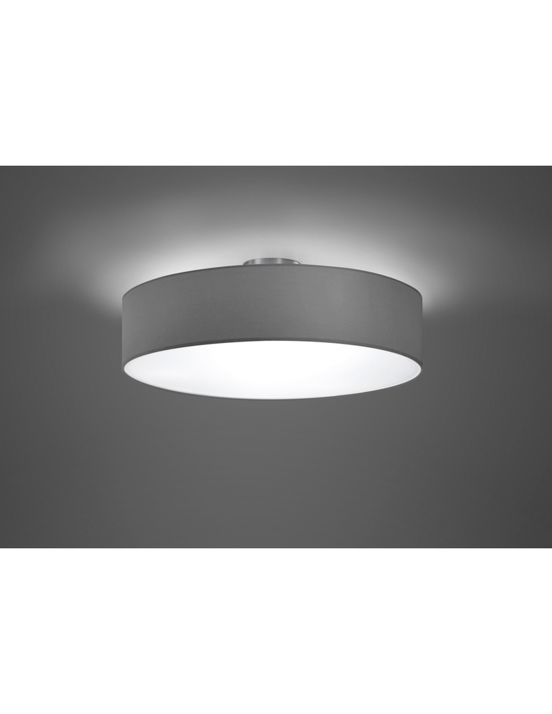 Lampada Da Soffitto Hotel 3 Luci Paralume Stoffa Grigia Trio Lighting - Samnite