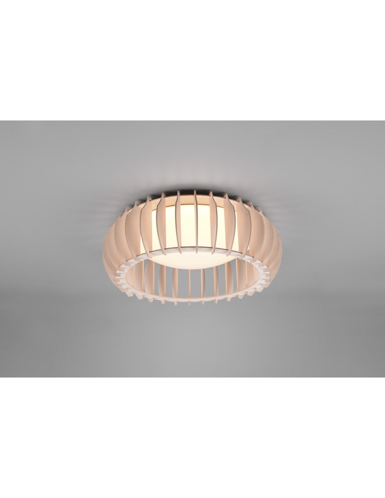 Lampada Da Soffitto Legno Naturale Led Dimmer Monte Ø40 cm Trio Lighting - Samnite