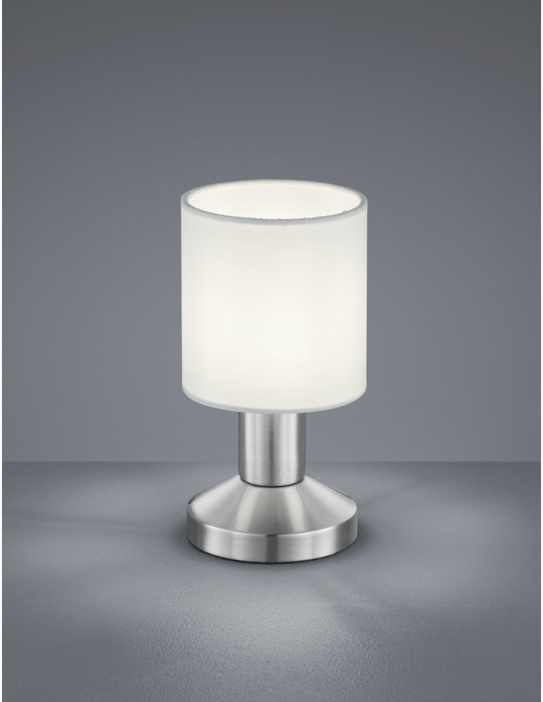 Lampada Da Tavolo Garda Nichel E Tessuto Bianco Ø9 cm Trio Lighting - Samnite